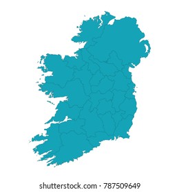 Blue map of ireland, Vector map-ireland country on white background, ireland map - blue pastel graphic background . Vector illustration eps 10.