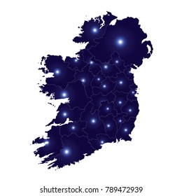 Blue map of ireland, Vector map-ireland country on white background, ireland map - blue pastel graphic background . Vector illustration eps 10.