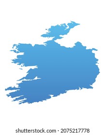 Blue map of Ireland.Vector illustration for infographic and marketing projects.