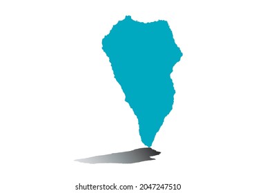 Blue map of the island of La Palma, Canary Islands, Spain.