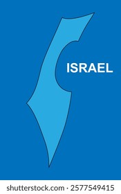 blue map of israel vector illustration