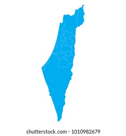 Blue map of Israel-Palestine