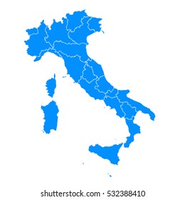 Blue map of Italy