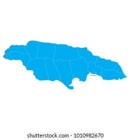 Blue map of Jamaica