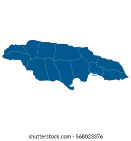 Blue map of Jamaica