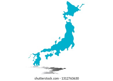 Blue map of Japan.