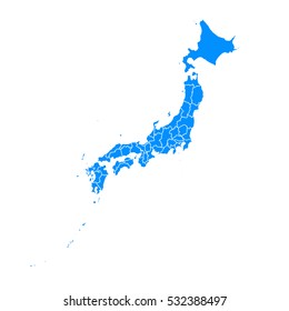Blue map of Japan