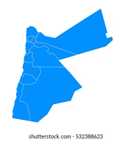 Blue map of Jordan