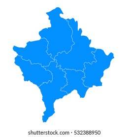 Blue map of Kosovo