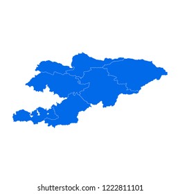 Blue map of Kyrgyzstan