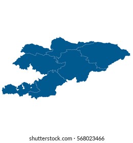 Blue map of kyrgyzstan