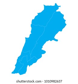 Blue map of Lebanon