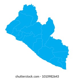 Blue map of Liberia