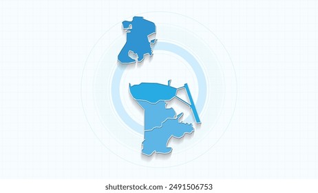 Blue Map of Macau, Macau map with borders of the states, country high detailed illustration map.