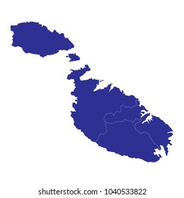Blue map of Malta, isolated on white background with clipping path. white background vector.