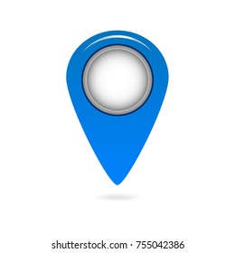 blue map mark on white fon