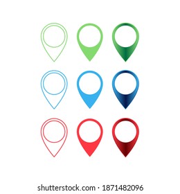 Blue map markers on white background. Ideal for marking a location on a map, app or website