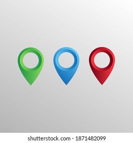 Marcadores de mapa azul sobre fondo blanco. Ideal para marcar una ubicación en un mapa, aplicación o sitio web