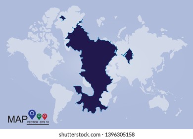 Blue map of Mayotte, Map of Mayotte on white background. Overseas region of France.Vector illustration eps 10. - Vector