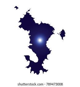 Blue map of Mayotte, Map of Mayotte on white background. Overseas region of France.Vector illustration eps 10.