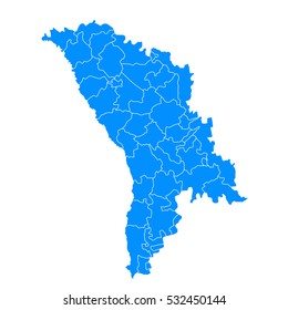 Blue map of Moldova