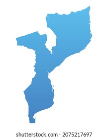 Blue map of Mozambique.Vector illustration for infographic and marketing projects.