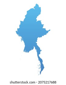 Blue map of Myanmar.Vector illustration for infographic and marketing projects.