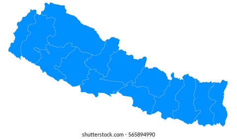 Blue map of nepal