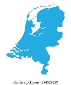 blue map of Netherlands