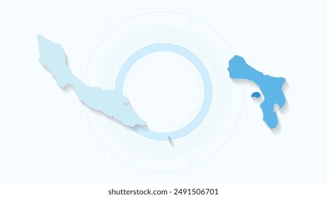 Blue Map of Netherlands Antilles, Netherlands Antilles map with borders of the states, country high detailed illustration map.