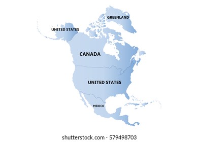 blue map of north america