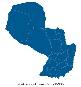 Blue map of Paraguay