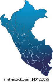 Blue map of Peru on white background.