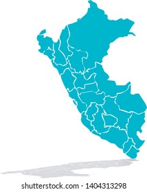 Blue map of Peru on white background.