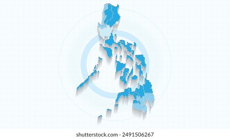 Blue Map of Philippines, Philippines map with borders of the states, country high detailed illustration map.