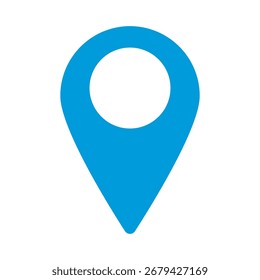 Icono azul del Pin del mapa, marcador de la Locación del GPS, puntero de la etiqueta del Geo, Ilustración vectorial plana simple del Pin del mapa del diseño, símbolo de la Locación, Pin de la navegación Eps10 en el fondo blanco.