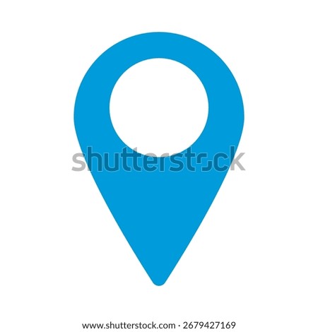 Blue Map Pin Icon, GPS Location Marker, Geo Tag Pointer, Simple Flat Design Map Pin Vector illustration, Location Symbol, Navigation Pin Eps10 on White Background.