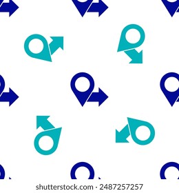 Blue Map pin icon isolated seamless pattern on white background. Navigation, pointer, location, map, gps, direction, place, compass, search concept.  Vector Illustration - Powered by Shutterstock - Get 15% off with code: PIKWIZARD15