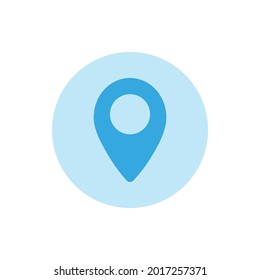 Blue map pin icon with white background