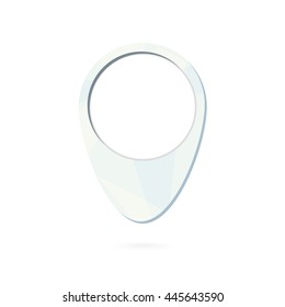 Blue map point symbol, place marker with shadow. Vector Illustration.