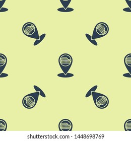 Blue Map pointer with Coliseum in Rome, Italy icon isolated seamless pattern on white background. Colosseum sign. Symbol of Ancient Rome, gladiator fights.  Vector Illustration