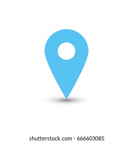 Blue map pointer with dropped shadow on white background. EPS10 vector illustration.