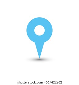 Blue map pointer with dropped shadow on white background. EPS10 vector illustration.
