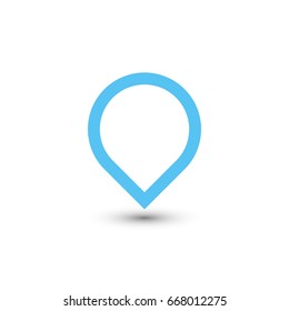 Blue map pointer with dropped shadow on white background. EPS10 vector illustration.