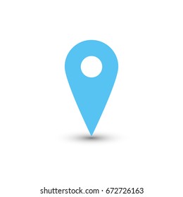 Blue map pointer with dropped shadow on white background. EPS10 vector illustration.