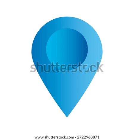 Blue map pointer icon isolated on white background. Realistic vector illustration of 3D location pin for GPS navigation marker symbol or place spot sign.