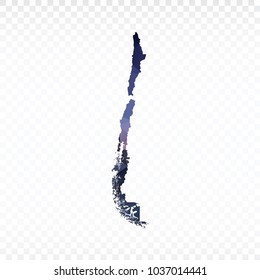 Blue map polygonal-Chile map. Multicolored country map in geometric triangle style for your infographics and earth template for website. Vector illustration eps 10.