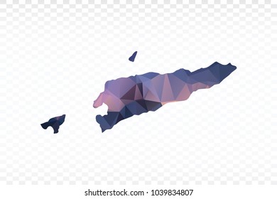 Blue map polygonal-East Timor map. Multicolored country map in geometric triangle style for your infographics and earth template for website. Vector illustration eps 10.