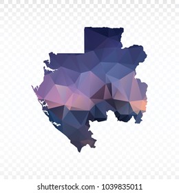 Blue map polygonal-Gabon map. Multicolored country map in geometric triangle style for your infographics and earth template for website. Vector illustration eps 10.