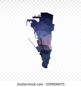 Blue map polygonal-Gibraltar map. Multicolored country map in geometric triangle style for your infographics and earth template for website. Vector illustration eps 10.